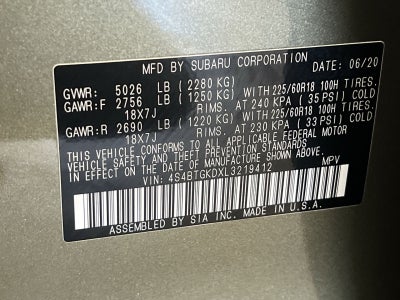 2020 Subaru Outback Onyx Edition XT