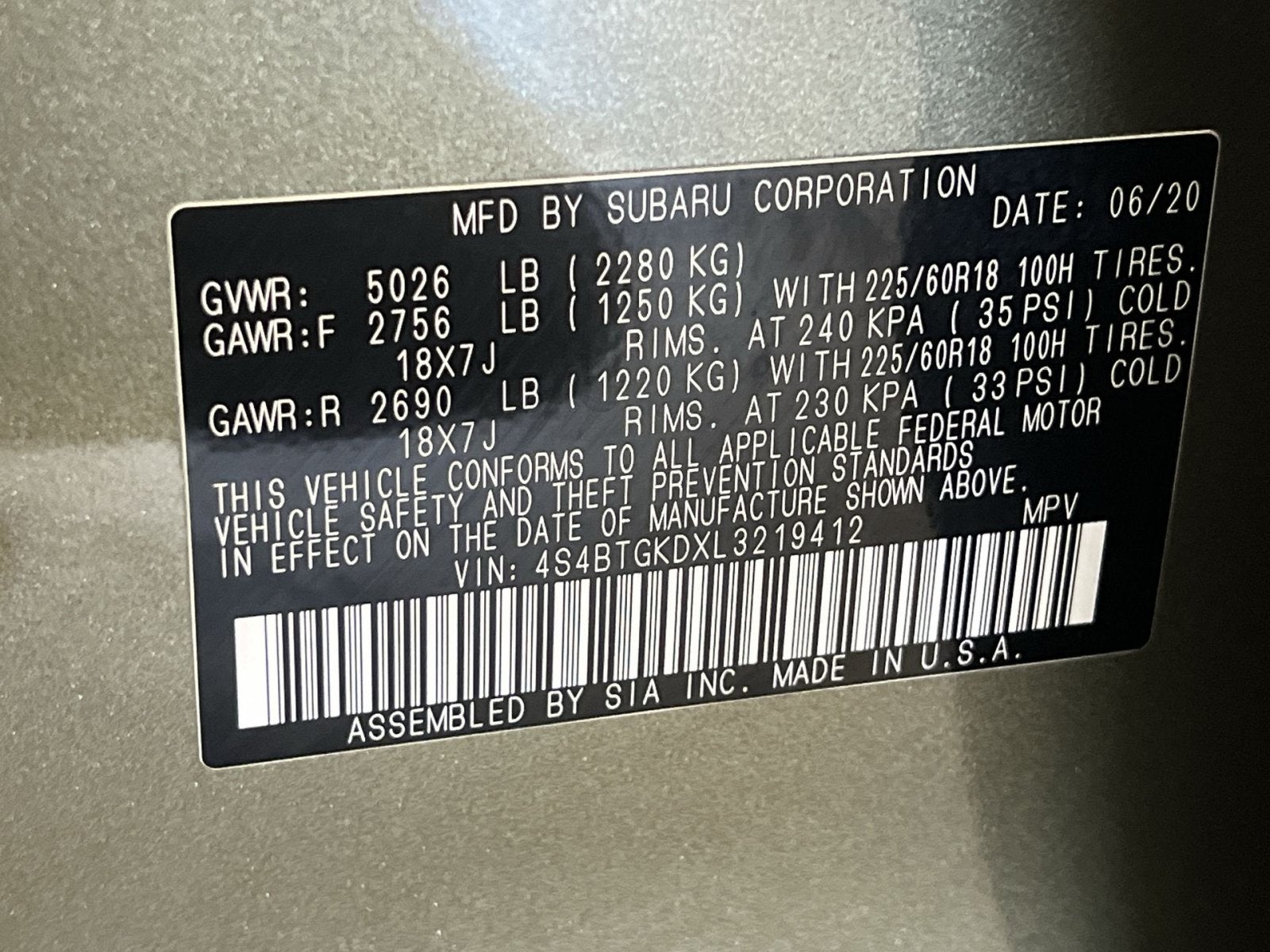 2020 Subaru Outback Onyx Edition XT