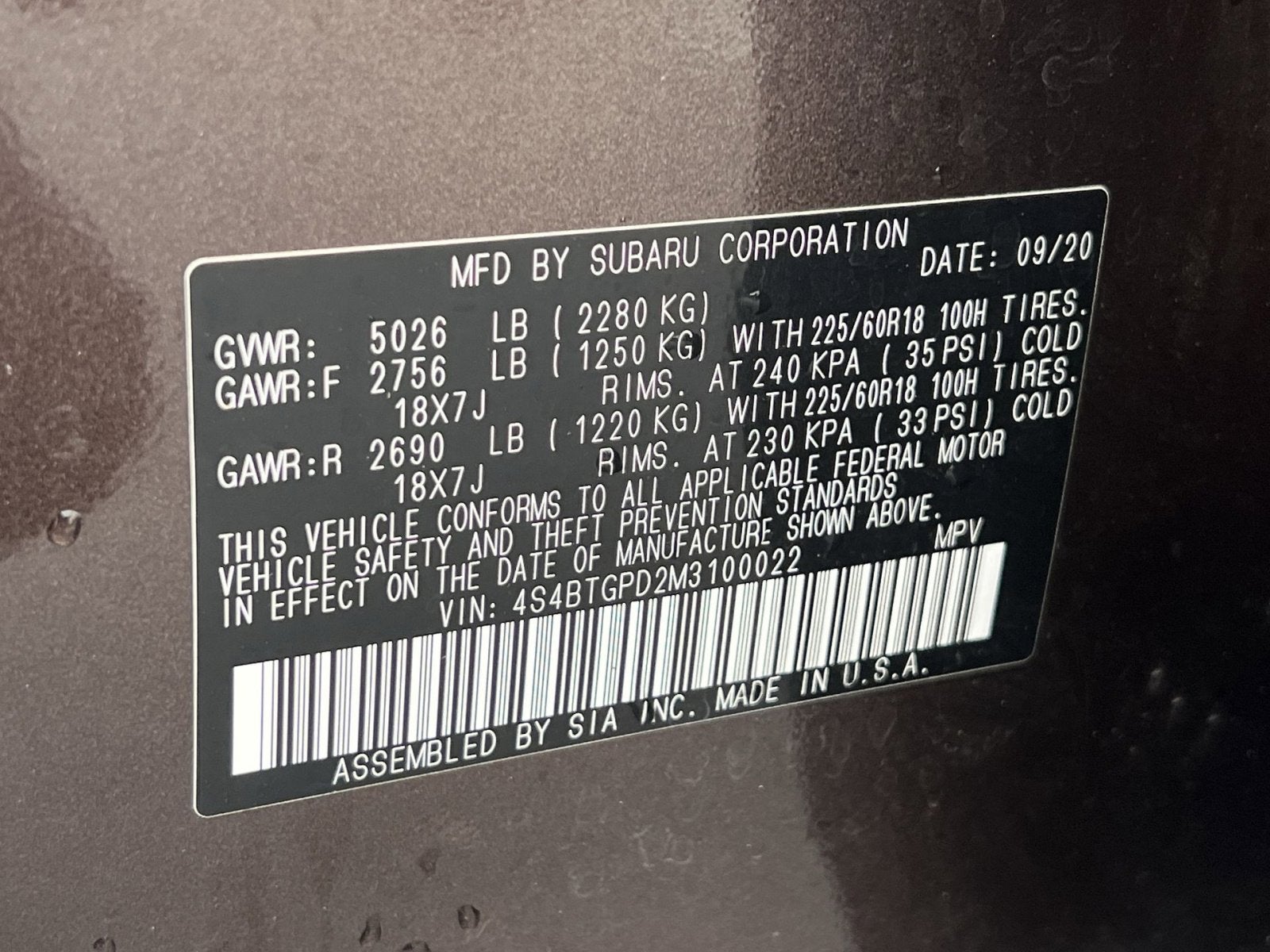 2021 Subaru Outback Touring XT
