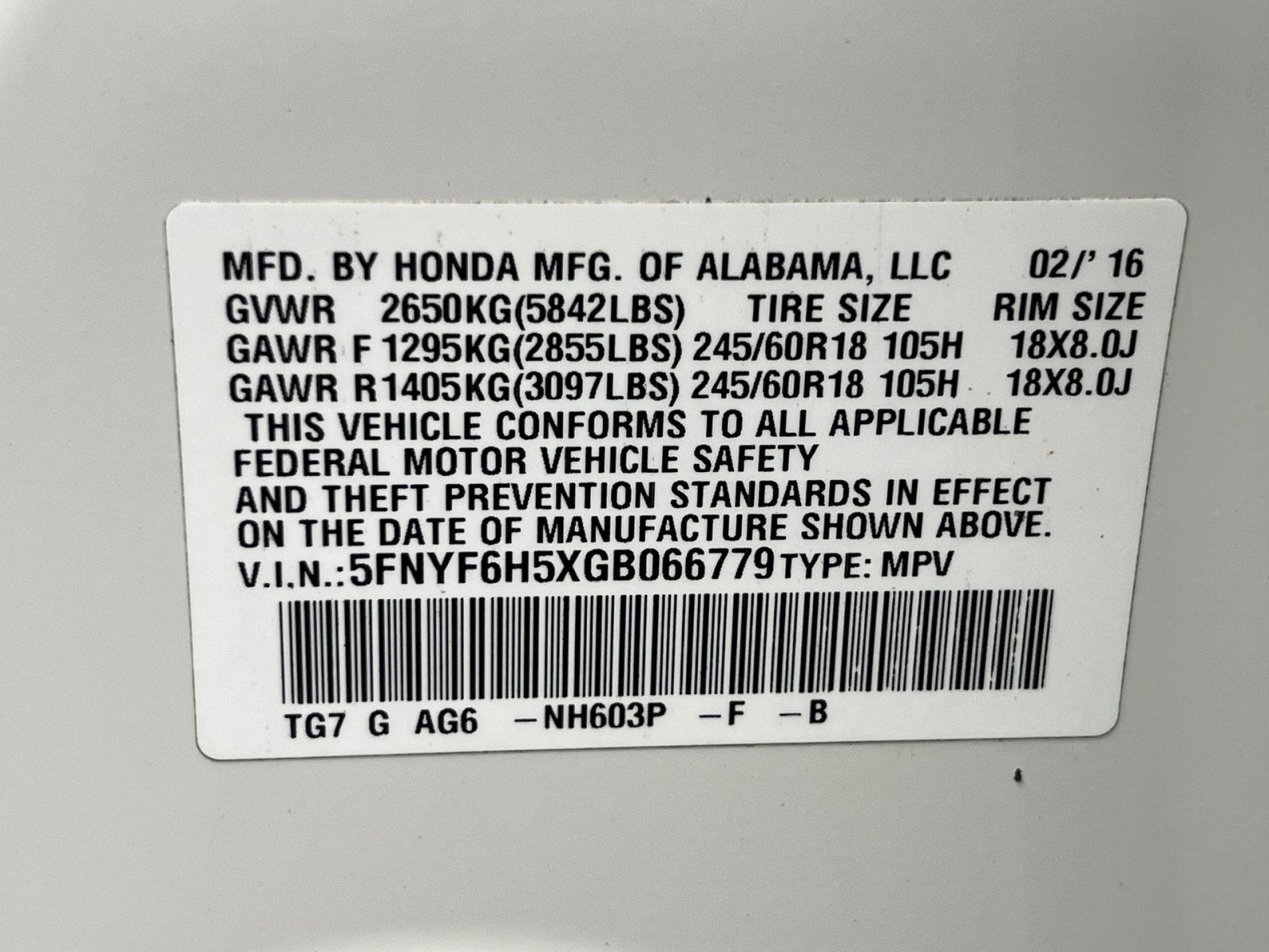 2016 Honda Pilot EX-L