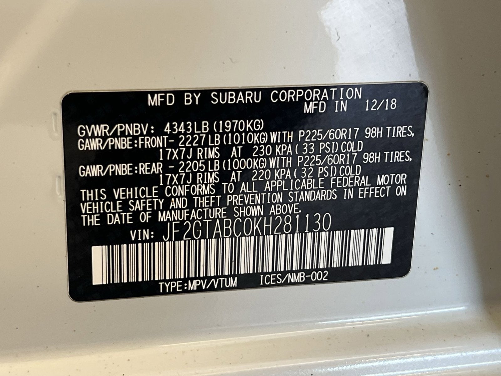 2019 Subaru Crosstrek 2.0i