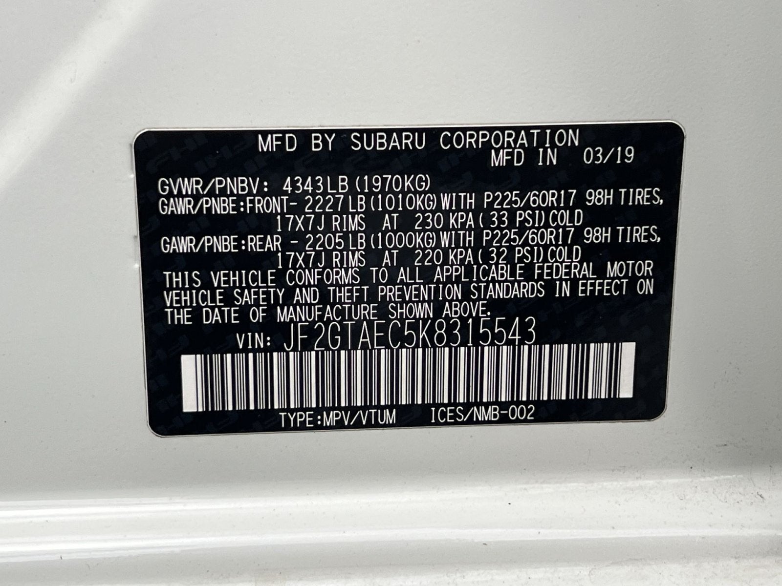 2019 Subaru Crosstrek 2.0i Premium
